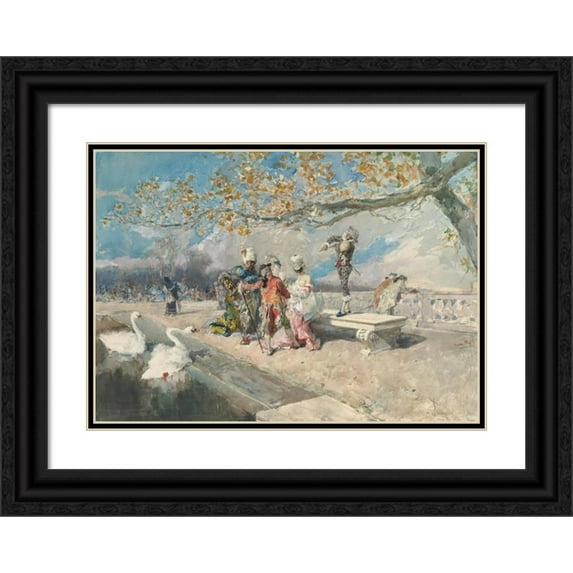 Mariano Fortuny Marsal 14x11 Black Ornate Wood Framed Double Matted Museum Art Print Titled: Masquerade (1868)