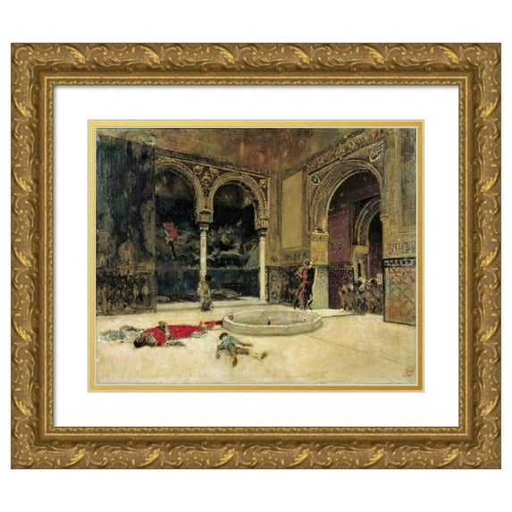 Mariano Fortuny Marsal 14x12 Gold Ornate Wood Frame and Double Matted Museum Art Print Titled - The Slaying of the Abencerrajes (circa 1870)