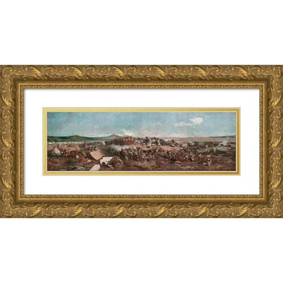 Mariano Fortuny Marsal 24x10 Gold Ornate Framed and Double Matted Museum Art Print Titled - The Battle of Tetouan (1862 - 1864)