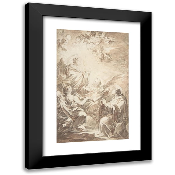 Mariano Salvador Maella 11x14 Black Modern Framed Museum Art Print Titled - St. Paschal Baylon Adorning the Blessed Sacrament (1739-1819)