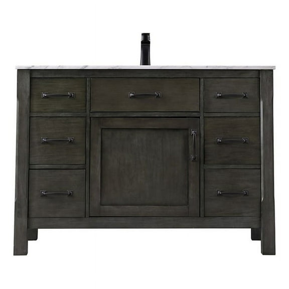 Maribella 48" Carrara White Marble Countertop Single Vanity w/o Mirror Black