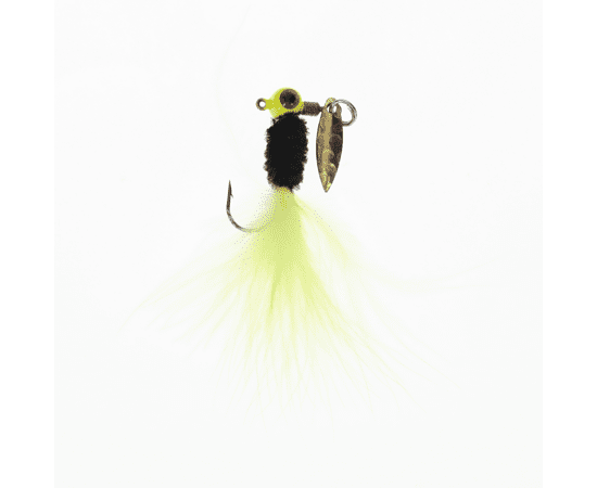 Maribou Sausage Spin 1/8 Tuxedo Black Chartreuse