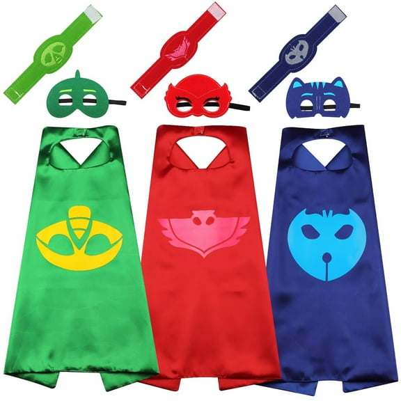 Bulk Superhero Capes for Kids - Satin Capes and Felt Masks with Embodied Three Bracelets for Boys and Girls Superhero Toys Costume 2-12 Year for boys party Gifts