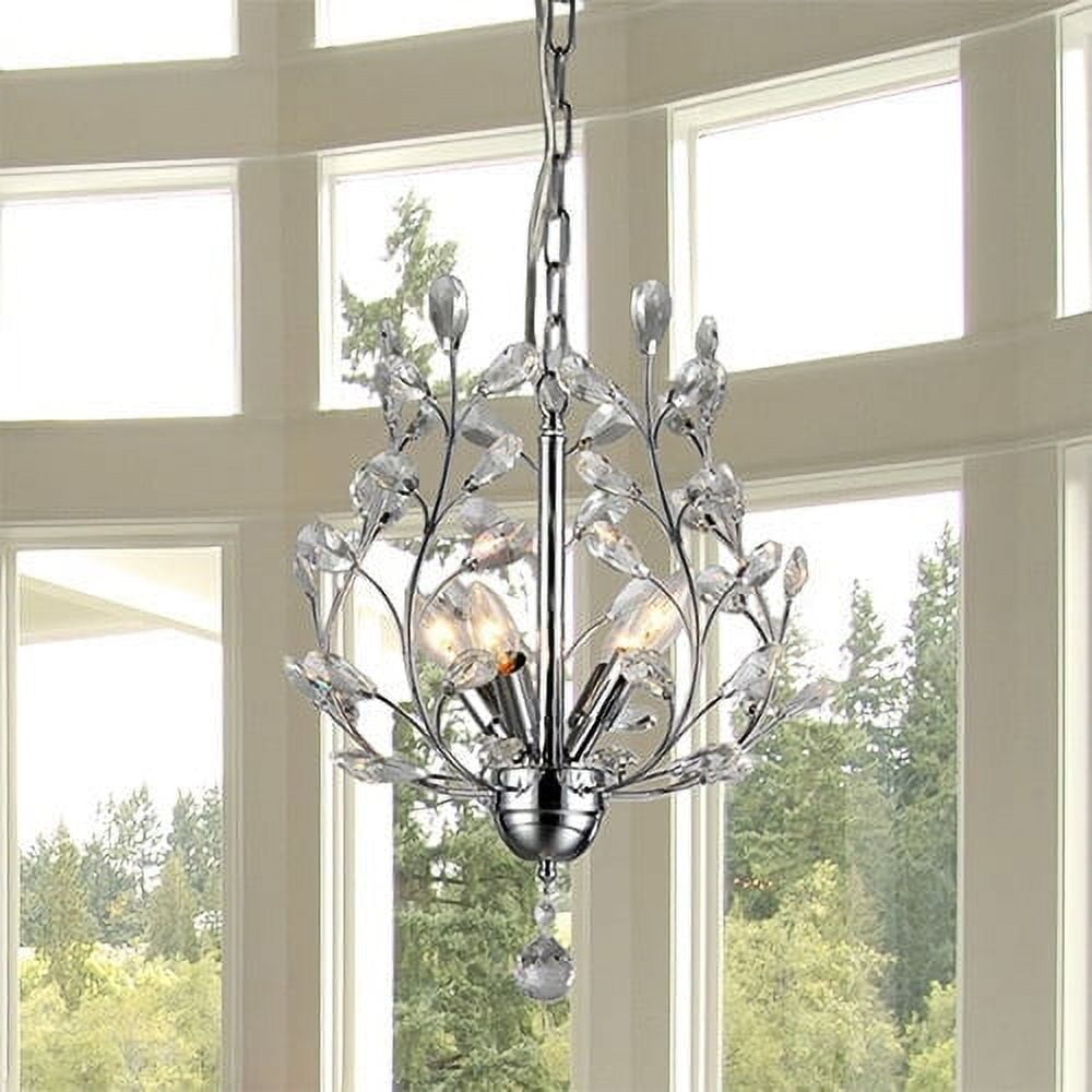Chrome Mini Crystal Candle Chandelier with Dangle Embellishment