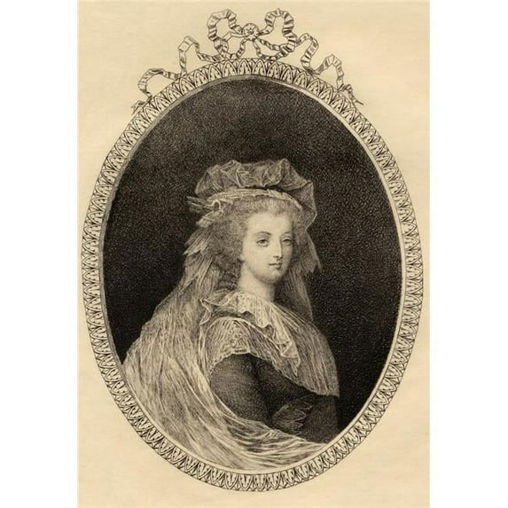 Marie-Antoinette 1755-1793 Queen of France Etching by Mercier From The Book Lady Jackson S Works IV The Old Rgi Poster Print, Large - 24 x 36