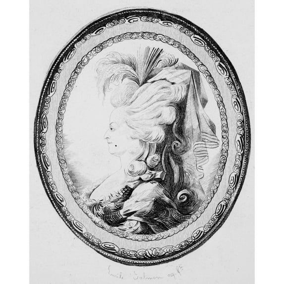 Marie Antoinette. Nqueen Of France 1774-1792. Etching After A Drawing By The Queen'S Writing Master French