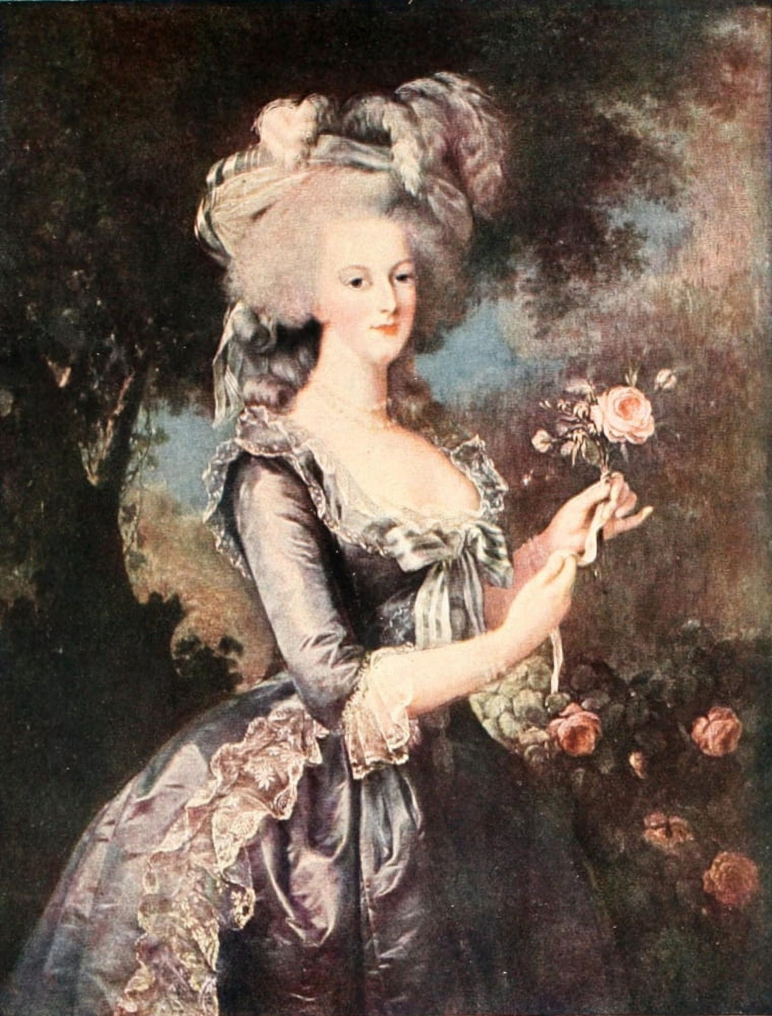 Marie Antoinette with roses Rokoko 1921 Canvas Art - Louise Ôø?lisabeth Vige Le Brun (18 x 24)