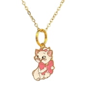 Marie Aristocats Necklace Cartoon Cat Charm Pendant in Velvet Jewelry Bag