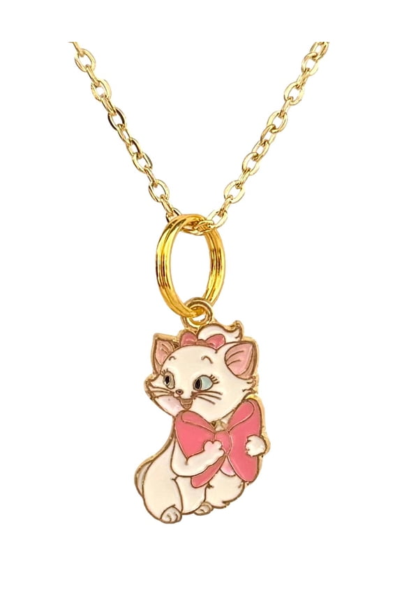 Marie Aristocats Necklace Cartoon Cat Charm Pendant in Velvet Jewelry Bag