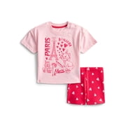 The Aristocats Marie Baby Girls Graphic Tee and Biker Shorts Set, 2-Piece, Sizes 0/3M-6/9M