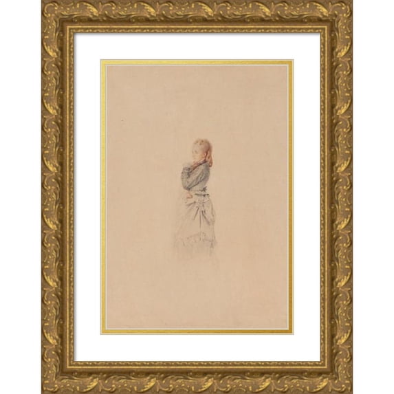Marie Bracquemond 18x24 Gold Ornate Framed and Double Matted Museum Art Print Titled - Portrait of His Sister (1845-1916)