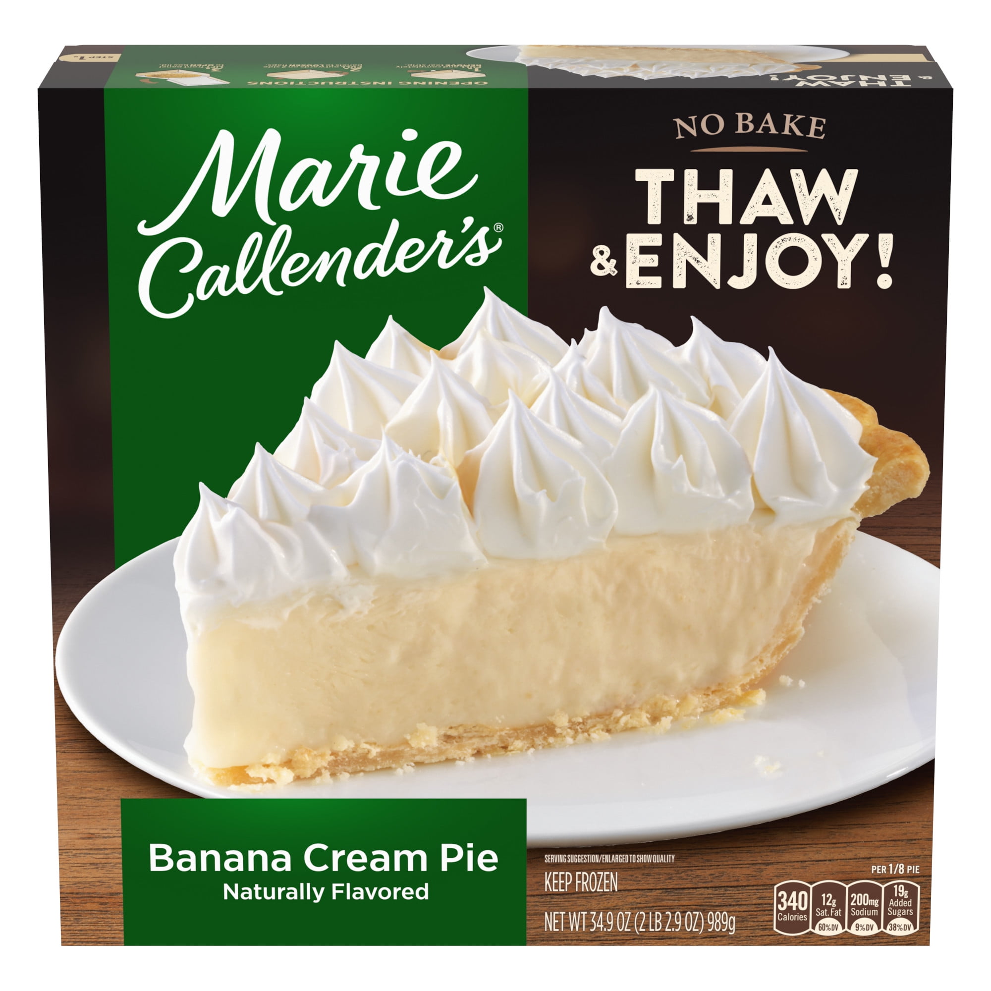 Marie Callender's Banana Cream Pie, Thaw & Enjoy Frozen Dessert, 34.9 oz.