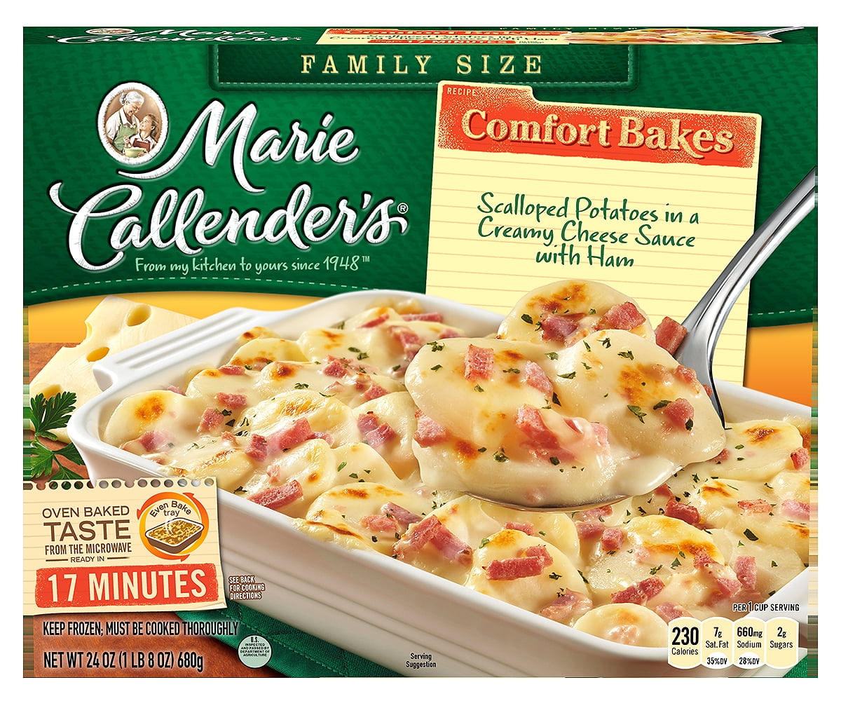 Marie Callender's Comfort Bakes Multi-Serve Frozen Dinner, Scalloped Potatoes in a Creamy Cheese Sauce with Ham, 24 Ounce