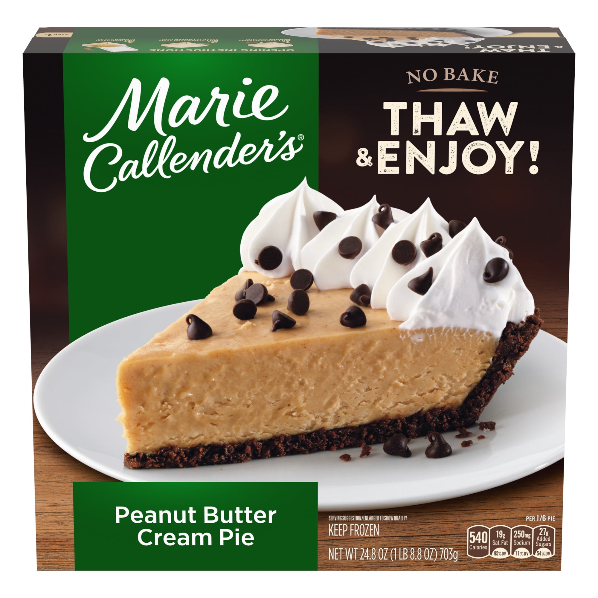 Marie Callender's Peanut Butter Cream Pie, Frozen Dessert, 24.8 oz.