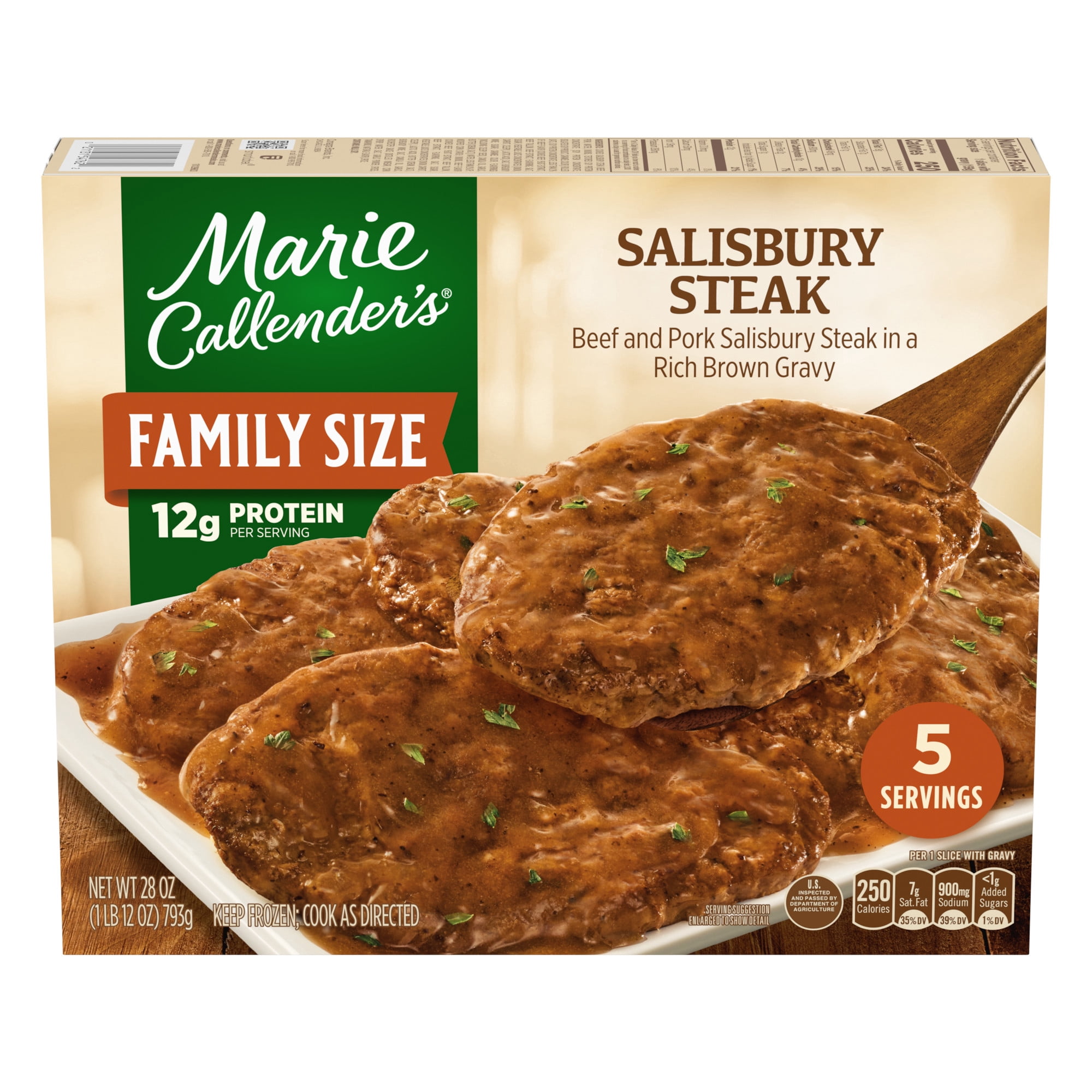 Marie Callender’s Salisbury Steak in Rich Brown Gravy, Family Size, Frozen Meal, 28 oz.