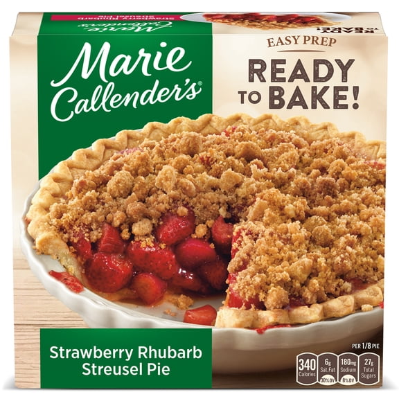 Marie Callender's Strawberry Rhubarb Streusel Pie, Ready to Bake Frozen Dessert, 33 oz.