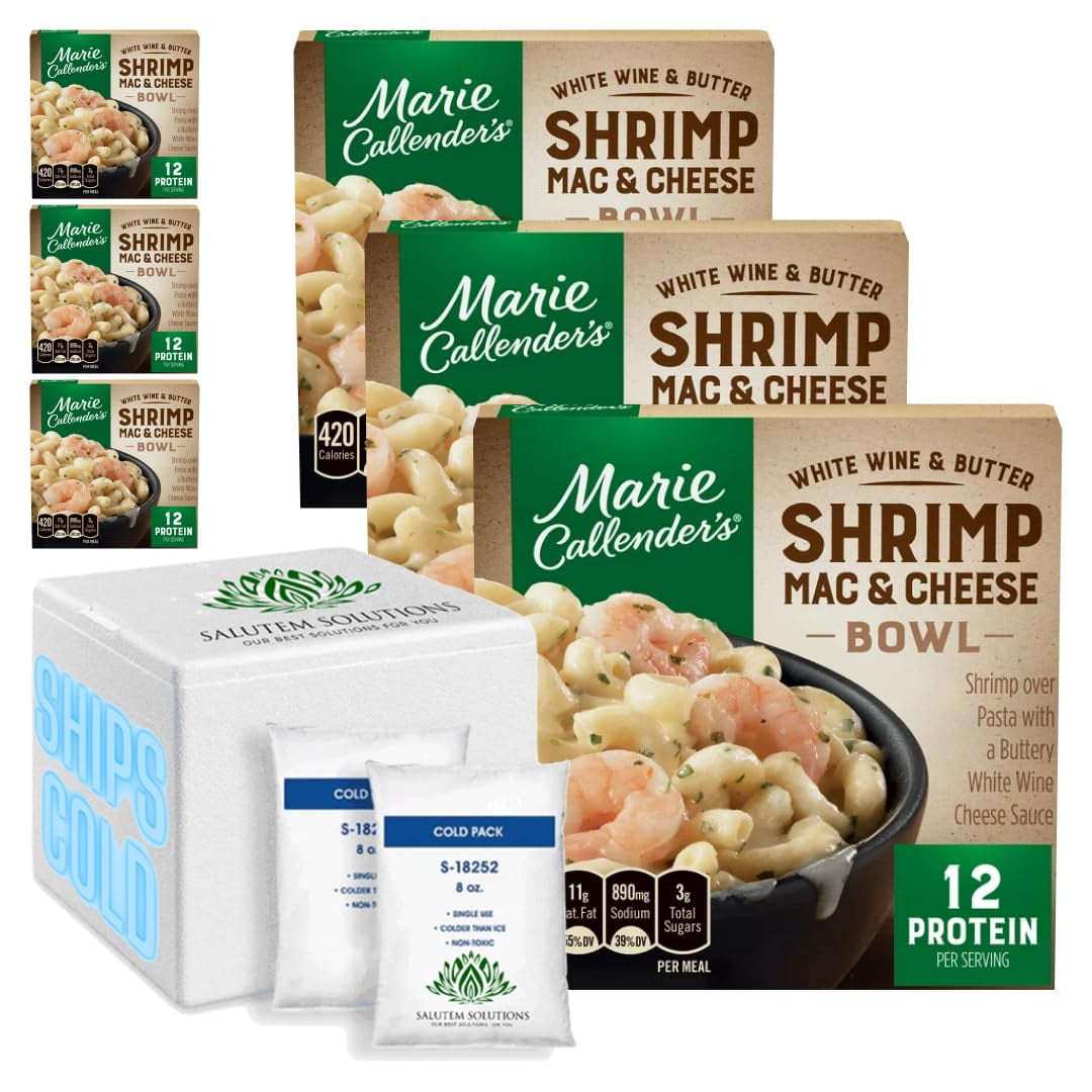 Marie Callender's White Wine and Butter Shrimp Mac & Cheese Bowl, Frozen Meal, 10.5 oz Pack of
