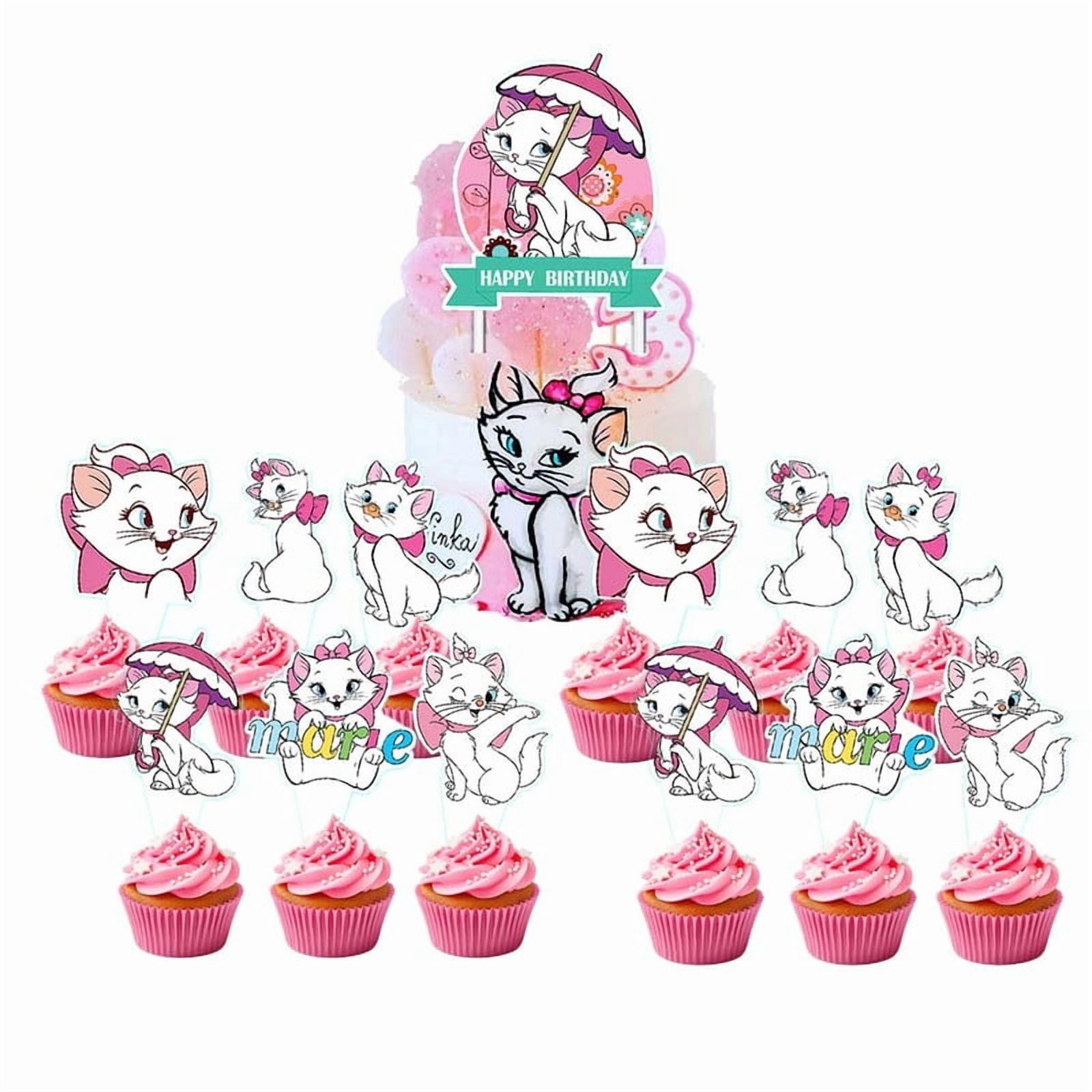 24 Stück Katzen Cupcake-Topper - Schwarz Glitzer, Aus Papier, 6,5-6,6 Cm Breit, 9,9-10 Cm Hoch, Für Mottopartys