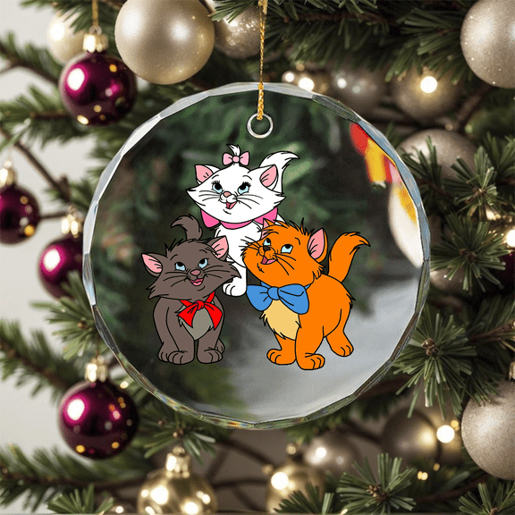 Marie Cat Ornament Aristocats Classic Design Glass CIRCLE GLASS ORNAMENT Home Decor