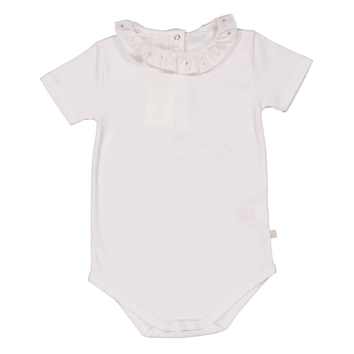 Marie Chantal Newborn Embroidered Ruffle Collar Onesie, Size 3M