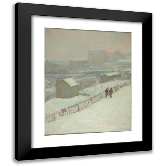 Marie-Charles Dulac 12x14 Black Modern Framed Museum Art Print Titled - Snow in Montmartre