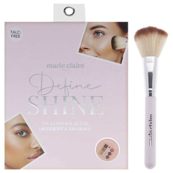 Marie Claire Define Shine Face Palette , 7 Pc 0.19oz Blush, 2 x 0.19oz Highlighters, 3 x 0.26oz Contour, Contour Brush