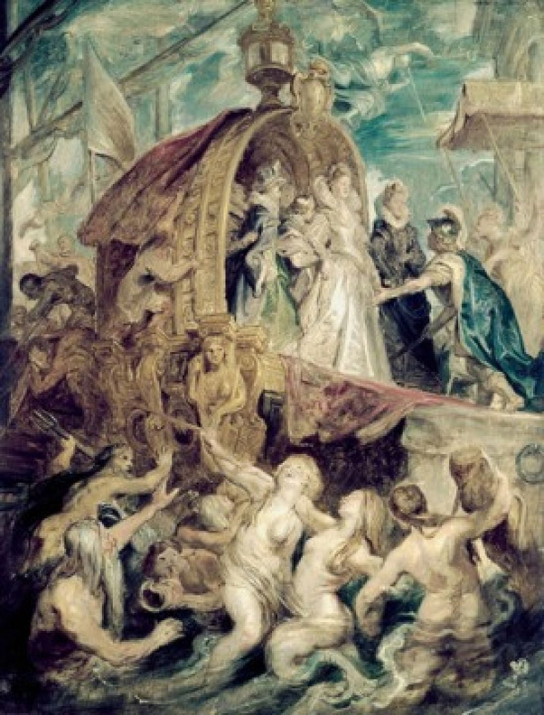 Marie De Medici Arrives In Marseilles (Oil Sketch) Rubens Peter Paul(1577-1640 Flemish) Oil Sketch Canvas Art - Peter Paul Rubens (24 x 36)