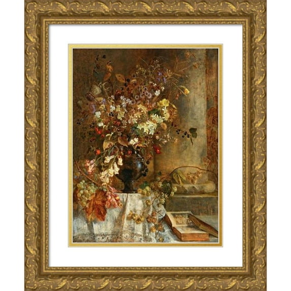 Marie Egner 12x14 Gold Ornate Wood Frame and Double Matted Museum Art Print Titled - Altweibersommer (Indian Summer)