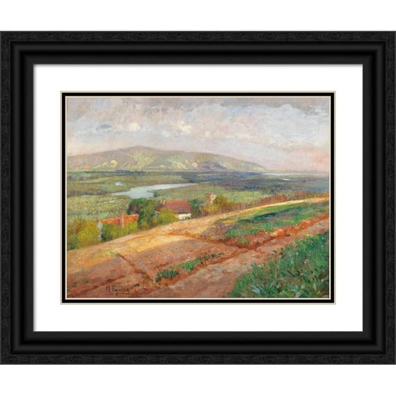 Marie Egner 18x15 Black Ornate Wood Framed Double Matted Museum Art Print Titled - View Against the Bisamberg