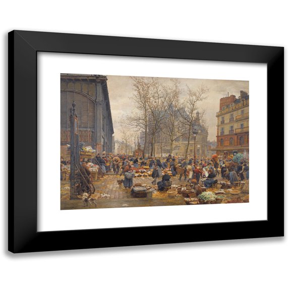 Marie-François Firmin-Girard 14x11 Black Modern Framed Museum Art Print Titled - Autumn Market at Les Halles