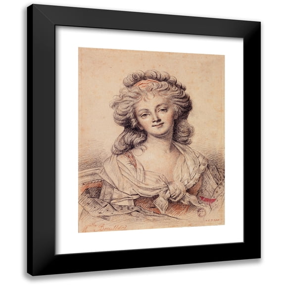 Marie-Geneviève Bouliard 12x14 Black Modern Framed Museum Art Print Titled - Portrait of Mademoiselle Bouillard (1772 and 1819)