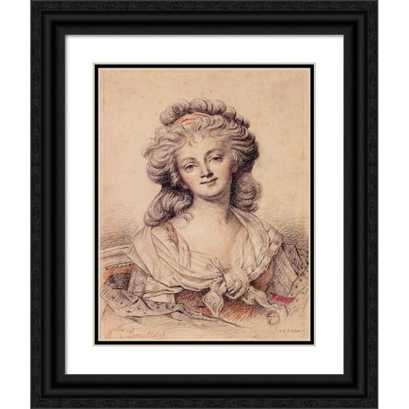 Marie-Geneviève Bouliard 15x18 Black Ornate Wood Framed Double Matted Museum Art Print Titled - Portrait of Mademoiselle Bouillard (1772 and 1819)