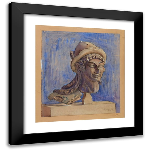 Marie Henriques 12x13 Black Modern Framed Museum Art Print Titled - Hermes Head from Veji (1926)