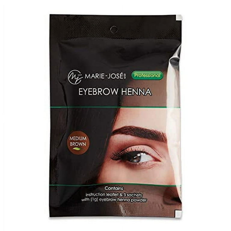 Marie-JosÃ© & Co Henna Eyebrow Tint Medium Brown Dye, Eyebrow for Spot  Coloring, Long-Lasting Eyebrow Powder, Water & Smudge Proof, 5 Sachets,  Good
