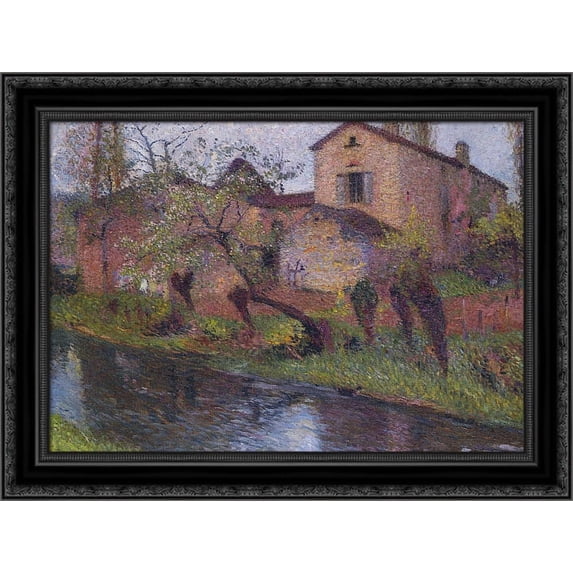 Marie Louise House 24x20 Black Ornate Wood Framed Canvas Art by Martin, Henri