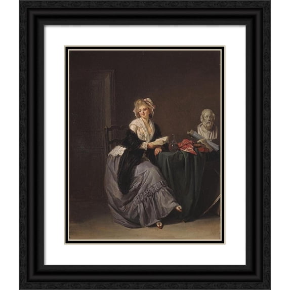 Marie-Marc-Antoine Bilcoq 20x24 Black Ornate Framed Double Matted Museum Art Print Titled: The Reading Light