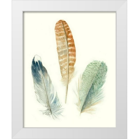 Marie, Meg 20x24 White Modern Wood Framed Museum Art Print Titled - Watercolor Feathers IV