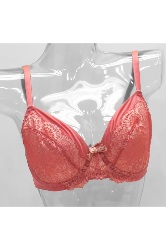 Coral Floral Laced Non-Padded Underwire Bra Women's 36C