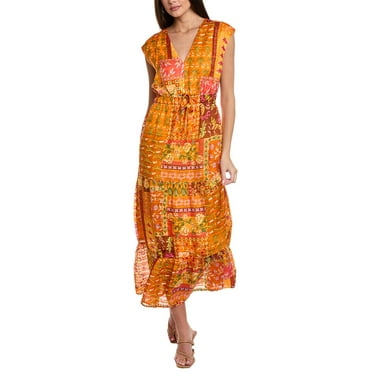Marie Oliver womens  Indy Linen-Blend Maxi Dress, XS, Orange