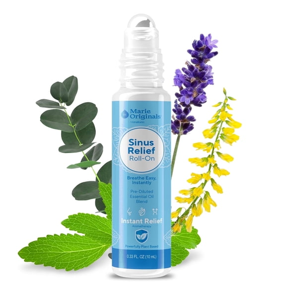 Marie Originals Breathe Blend Essential Oils Sinus Roll on, Natural Eucalyptus, Peppermint Lavender Essential Oil Roll-on for Clear Breathing, Head Ease, Relaxation | 10 mL