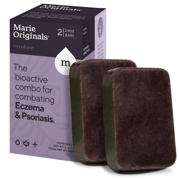 Marie Originals Eczema Face Soap Body Wash Bar – All Natural Psoriasis, Dermatitis Treatment for Dry Itchy Flaky Skin Relief – Gentle Detoxifying, Healing, Anti-Itch, Cleansing Skincare (Pack of 2)