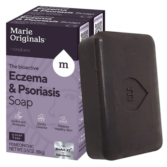 Marie Originals Eczema Face Soap Body Wash Bar – All Natural Psoriasis, Dermatitis Treatment for Dry Itchy Flaky Skin Relief – Gentle Detoxifying, Healing, Anti-Itch, Cleansing Skincare (Pack of 2)