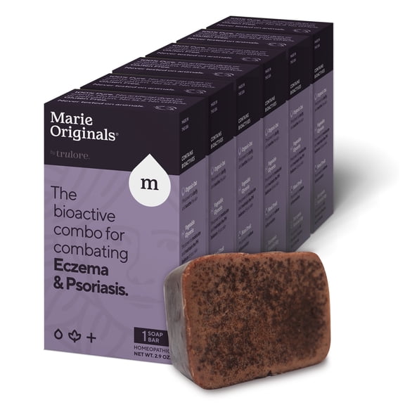 Marie Originals Eczema & Psoriasis Face & Body Soap Bar – Natural, Gentle, Anti-Itch, Moisturizing, Cleansing Skincare for Dry, Itchy, Flaky Skin (6 Pack)