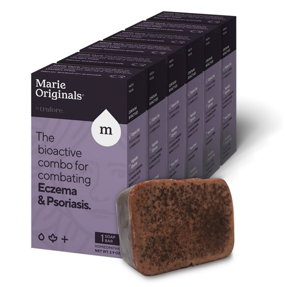 Marie Originals Eczema & Psoriasis Face & Body Soap Bar – Natural, Gentle, Anti-Itch, Moisturizing, Cleansing Skincare for Dry, Itchy, Flaky Skin (6 Pack)