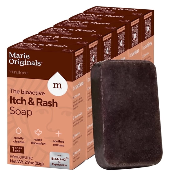 Marie Originals Natural Itch Relief Soap for Bug Bites, Chicken Pox, Chiggers, Poison Ivy & Skin Irritations - Soothing Oat & Bentonite (6 Pack)