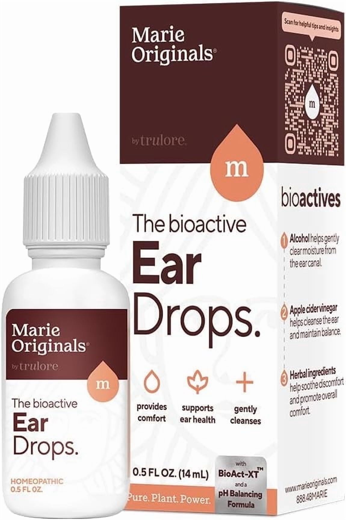 MARIES ORIGINAL Marie Originals Ear Pain Drops, Natural Herbal Swimmers ear drops for Kids & Adults, with Apple Cider Vinegar, Echinacea & Goldenseal, 1 fl oz