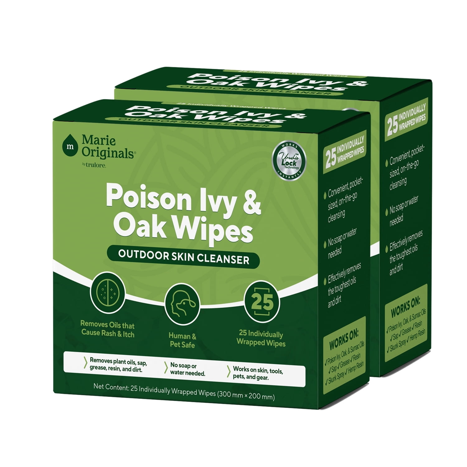 Marie Originals Poison Ivy & Oak Wipes, Outdoor Skin Cleanser for