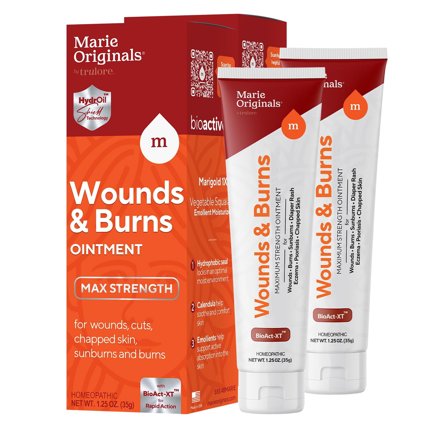Marie Originals Wounds & Burns Skin Repair and Care Ointment  First Aid Healing Cream for Dry, Rough or Sensitive Skin - Pack of 2