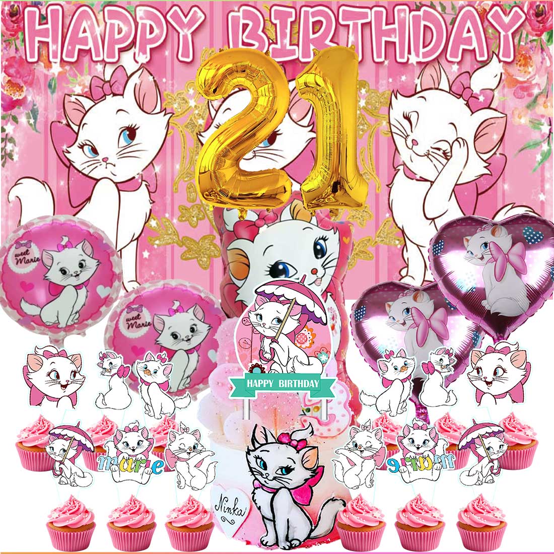 Marie Party Supplies Decor 21th Kit Balloons Birthday Cake Topper marie-party-supplies-decor-21th-kit-balloons-birthday-cake-topper