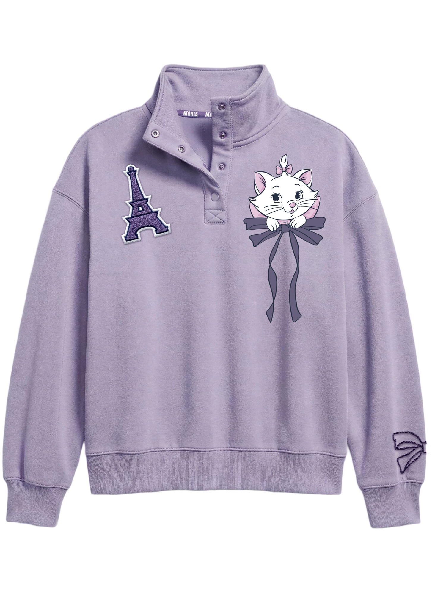 Marie The Aristocats Womens Quarter Snap Pullover, Sizes XS-3XL